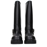 Off-White Black Leather Flat Boots