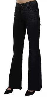John Galliano Black Washed High Waist Flared Denim Casual Pants Jeans