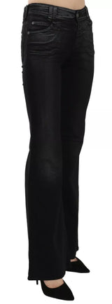 John Galliano Black Washed High Waist Flared Denim Casual Pants Jeans