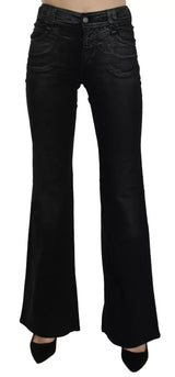 John Galliano Black Washed High Waist Flared Denim Casual Pants Jeans
