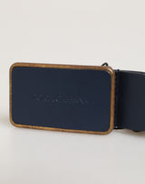 Dolce & Gabbana Blue Leather Classic Metal Logo Buckle Belt