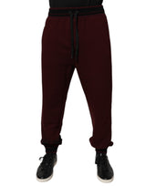 Dolce & Gabbana Maroon Cotton Men Jogger Sweatpants Pants