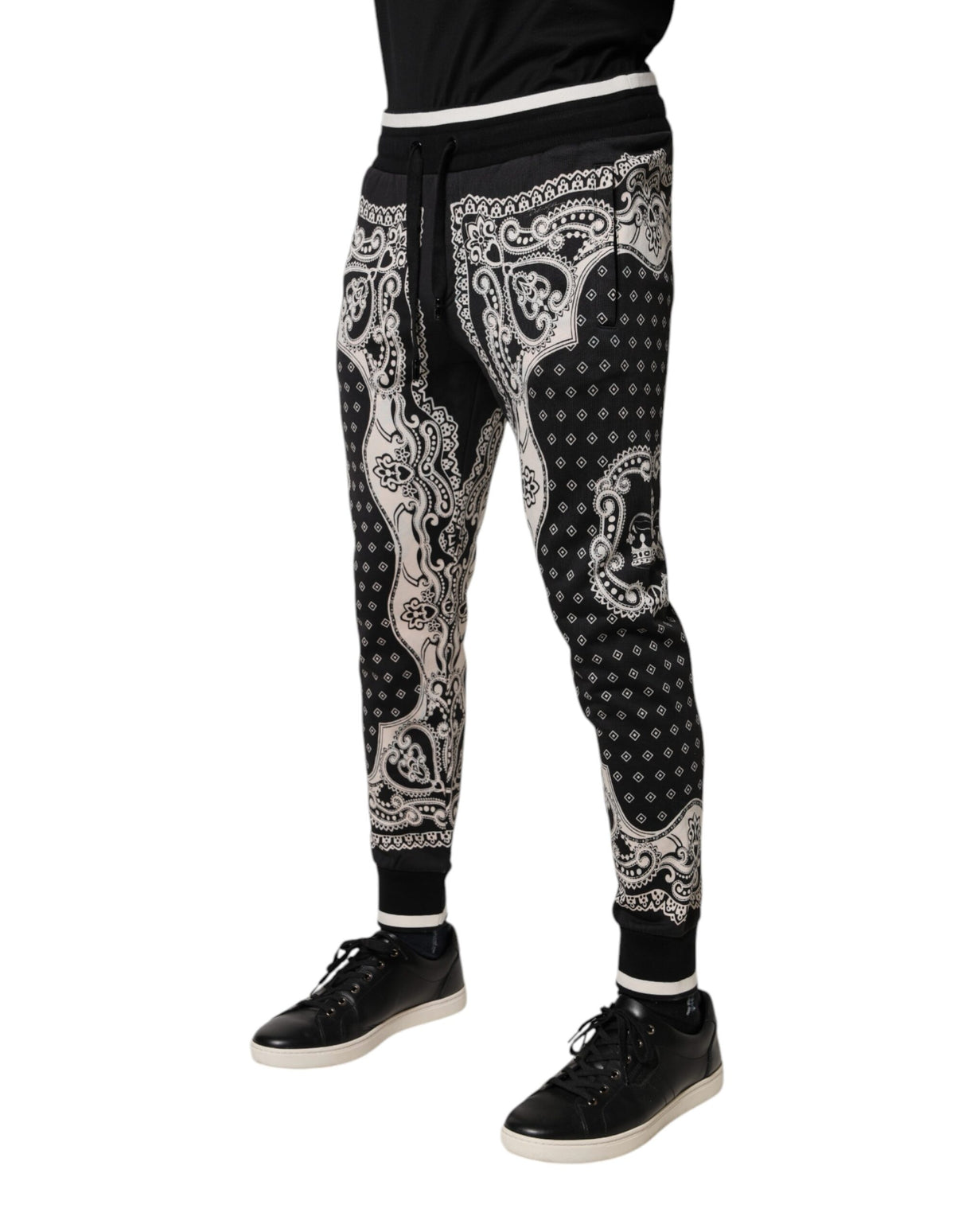 Dolce & Gabbana Black Cotton Bandana Jogger Sweatpants Pants