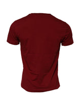 Dolce & Gabbana Maroon Cotton Crew Neck Short Sleeves T-Shirt