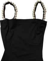 Dolce & Gabbana Black Faux Pearl Cotton Sheath Mini Dress