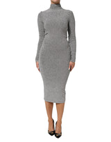 Dolce & Gabbana Gray Nylon Bodycon Sheath Long Sleeves Dress