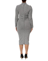 Dolce & Gabbana Gray Nylon Bodycon Sheath Long Sleeves Dress
