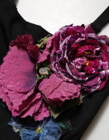 Dolce & Gabbana Black Flower Applqies Bodycon Sheath Dress