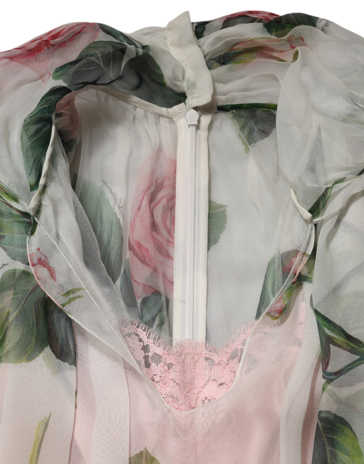 Dolce & Gabbana White Floral Print Silk Pleated Midi Dress