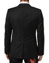 Dolce & Gabbana Dark Gray Stripes MARTINI 1 Button Suit Blazer