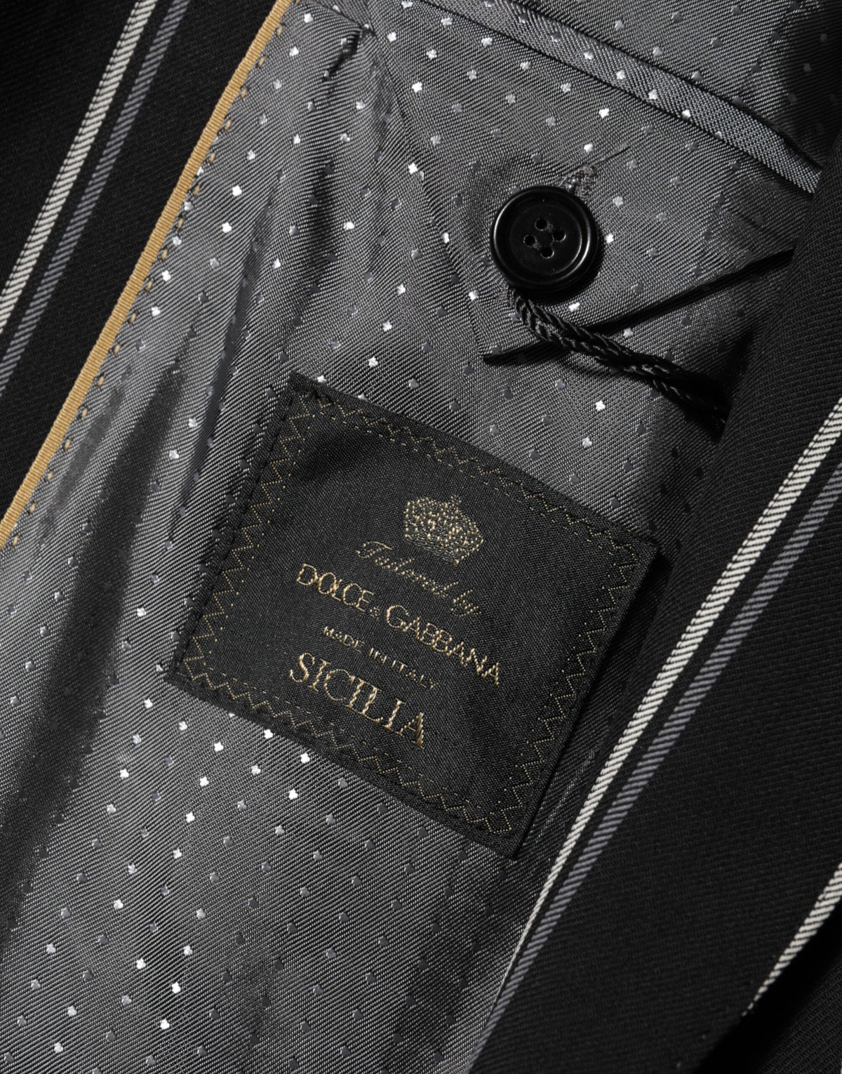 Dolce & Gabbana Dark Gray Stripes SICILIA 1 Button Suit Blazer