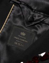 Dolce & Gabbana Black SICILIA Crystal Embellished Men Blazer