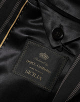 Dolce & Gabbana Dark Gray Stripes SICILIA 1 Button Suit Blazer