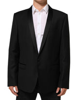 Dolce & Gabbana Black Wool GOLD 1 Button Men Suit Blazer