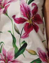 Dolce & Gabbana White Cotton Floral Sleeveless Mini Dress