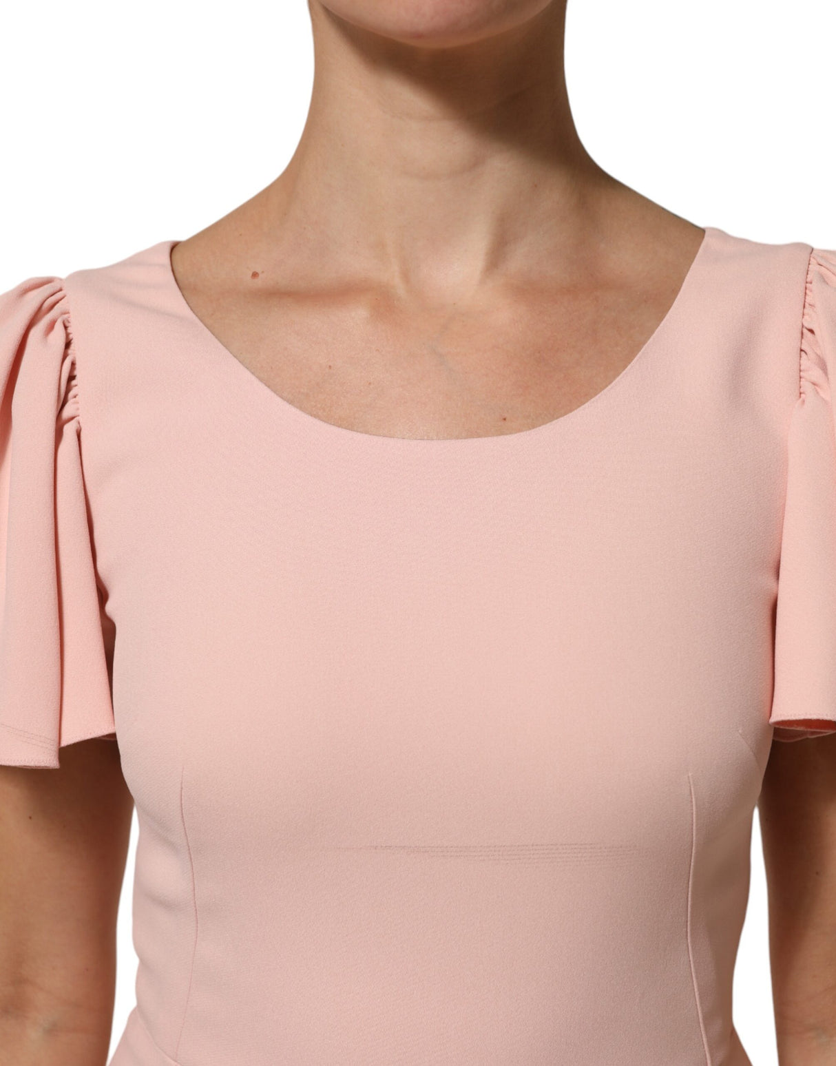 Dolce & Gabbana Pink Viscose Short Sleeves Sheath Midi Dress