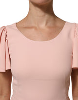 Dolce & Gabbana Pink Viscose Short Sleeves Sheath Midi Dress