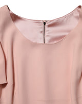 Dolce & Gabbana Pink Viscose Short Sleeves Sheath Midi Dress