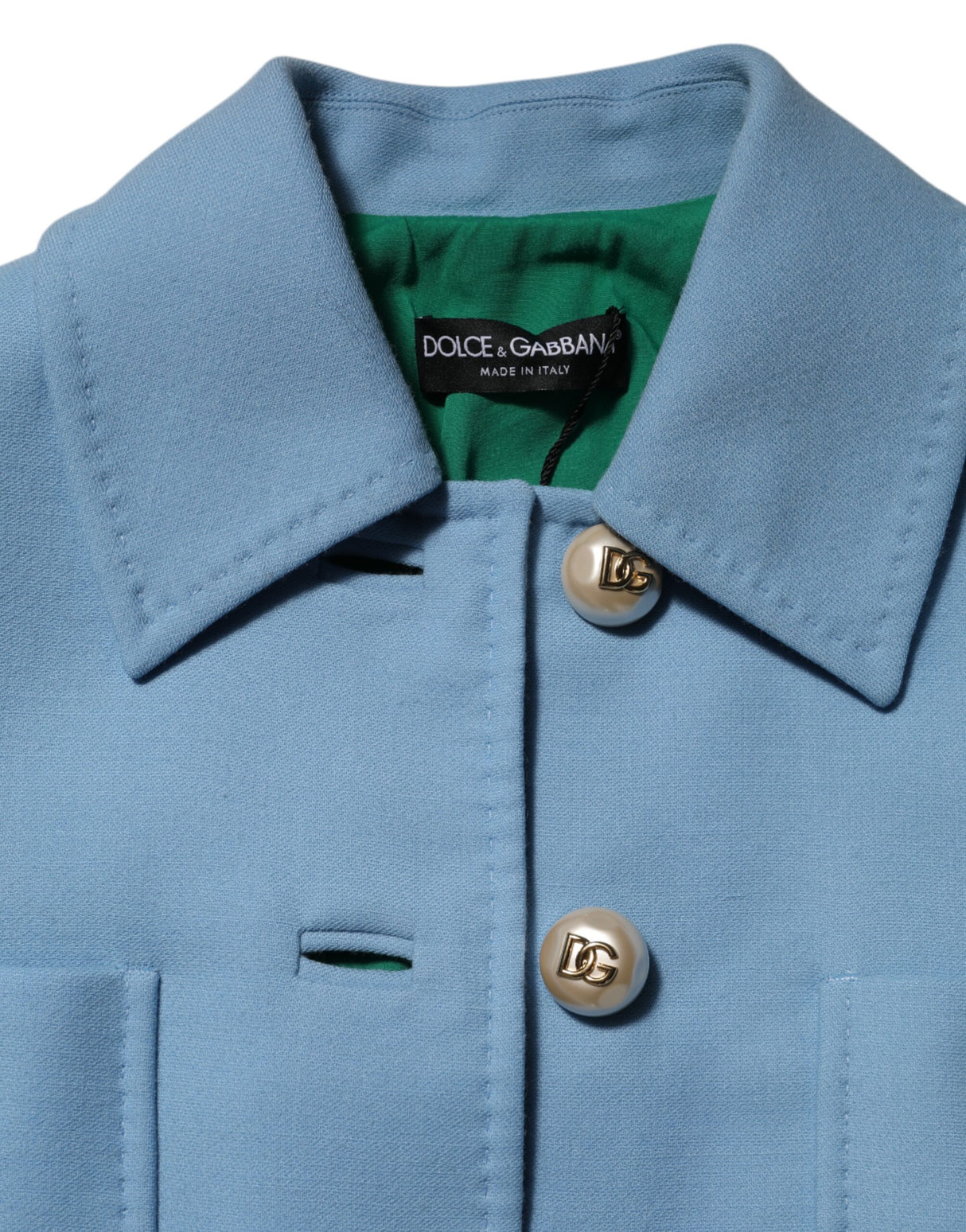 Dolce & Gabbana Blue Buttoned Down Trench Coat Jacket