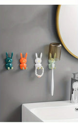 Cute Rabbit Bathroom Toothbrush Holder and Hook Storage
