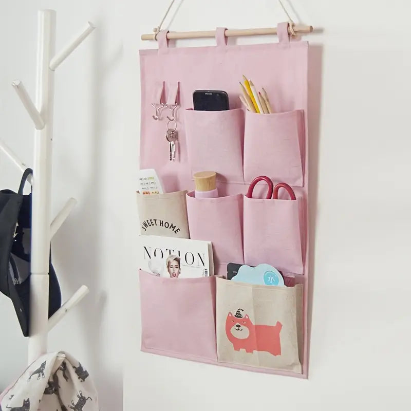 Cotton and Linen Hanging Storage Bag for Home Organization