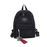 Women's Canvas Fringe Bucket Travel Backpack with Charm