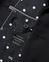 Dolce & Gabbana Dark Blue Wool NAPOLI 2 Button Men Suit Blazer