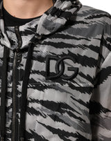 Dolce & Gabbana Gray Camouflage Hooded Sweatshirt Jacket