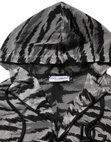 Dolce & Gabbana Gray Camouflage Hooded Sweatshirt Jacket