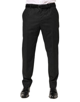 Dolce & Gabbana Black Cotton Mid Waist Dress Trouser Pants