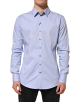 Dolce & Gabbana Blue SICILIA Cotton Men Dress Formal Shirt