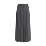 Brunello Cucinelli Gray Polyester Long Skirt