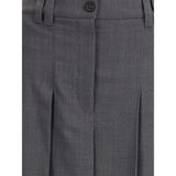Brunello Cucinelli Gray Polyester Long Skirt