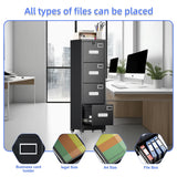 4 Drawer Vertical File Cabinet On Wheels, Lockable Office Files Storage Cabinet With Handle And Name Card,Mobile Storage Cabinet For Office And Home,Assembly Required,Black