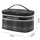 Plaid Letter Graphic Makeup Bag - Portable Organizer