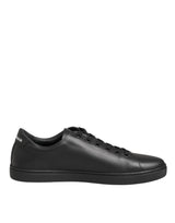 Dolce & Gabbana Black Leather Crystal Heart Sneakers  Shoes