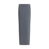 Thom Browne Gray Fleece Wool Long Skirt