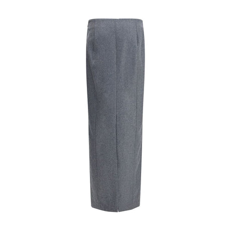 Thom Browne Gray Fleece Wool Long Skirt