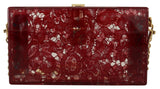 Dolce &amp; Gabbana Pochette à bandoulière en dentelle en plexiglas rouge foncé