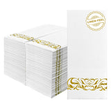 Biocean 100 Gold Napkins Disposable Decorative Paper Napkins Dinner Bulk Linen Feel Thick Guest Hand Towels for Bathroom Kitchen Everyday Party Holiday Wedding Cocktail