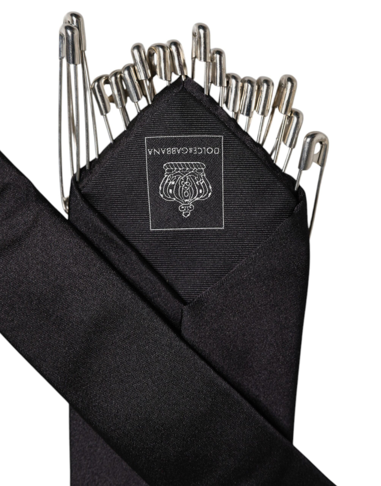 Dolce & Gabbana Black Safety Pins Silk Adjustable Necktie Accessory Tie