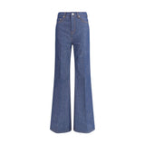 Ami Paris Blue Cotton Flared Jeans