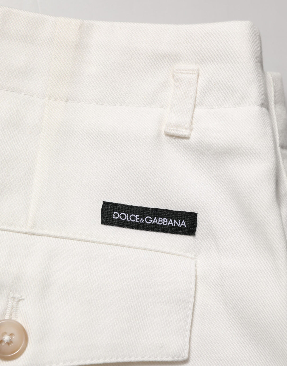 Dolce & Gabbana White Cotton Mid Waist Men Bermuda Shorts