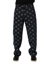 Dolce & Gabbana Blue Logo Print Straight Denim Men Jeans