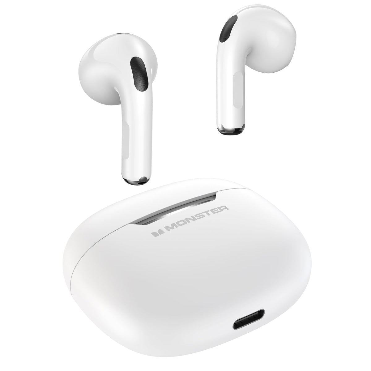 Monster N-Lite 208 Wireless Earbuds Bluetooth Headphones Touch Control Headphones Bluetooth Wireless with 30H Playtime Wireless Headphones Type-C Charging Clear Call for Running Workout White