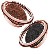 Carveit Wooden Cell Phone Ring Holder Finger Stand Metal Grip Hook Phone Kickstand Compatible with S24 Ultra S23 iPhone 16 Pro Max 13 14 15 Pixel 9-Blackwood+Redwood/Rose Gold/Mandala [2 Pack]