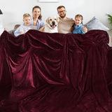 Aemilas Big Fleece Blanket Oversized King 120"x120"- Extra Huge 10x10 Red Blanket for Families Couples Friends in All Seasons - Super Cozy Flannel Blankets for Bed Sofa Couch Camping(Burgundy)