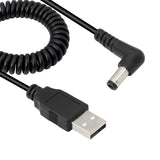 GELRHONR Coiled Elastic USB to DC5521 Cable USB 2.0 A Male to 90 Degree Angled DC 5.5mm x 2.1mm Female Adapter Converter Cable for LED Strip Mini Fan and More 5V Electronics Devices-3ft Right Angle