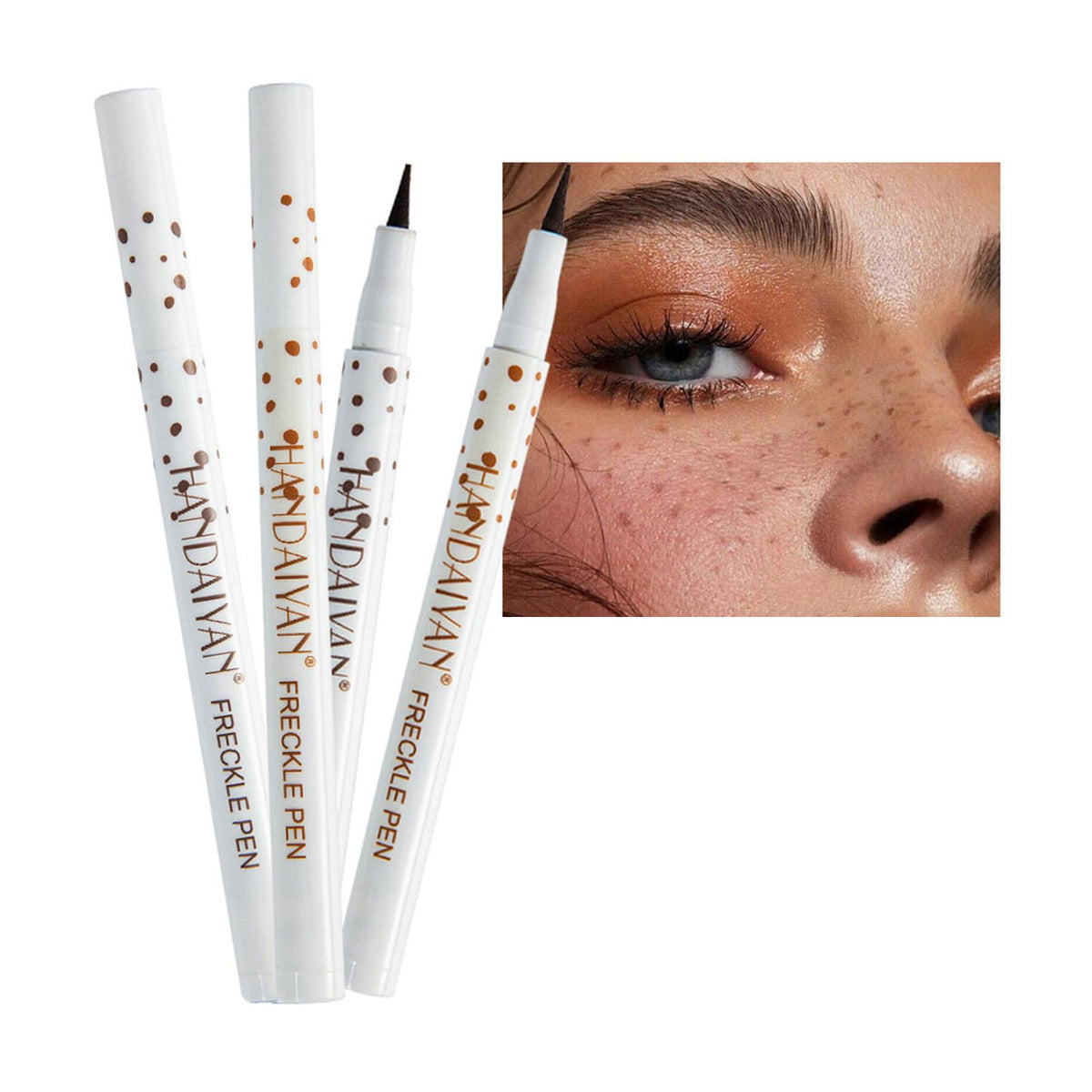 Melsintern Light Brown Natural Freckle Pen，Lifelike Freckle Makeup Pen，Long Lasting Waterproof and Quick Drying Makeup Effect，Suitable for Daily and Party Makeup，Create a Real Natural Freckle Effect