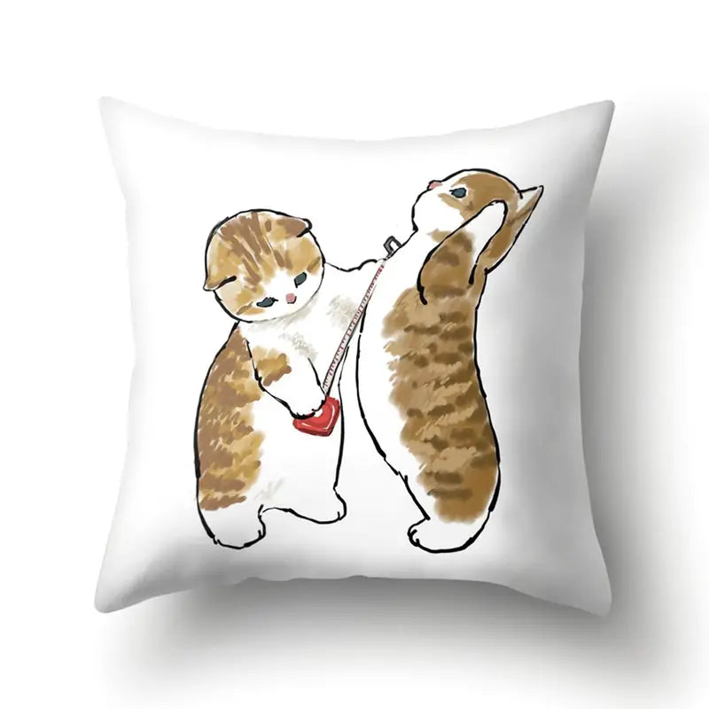 Funny Cat Pillowcases (17.32x17.32in) for Home Decor